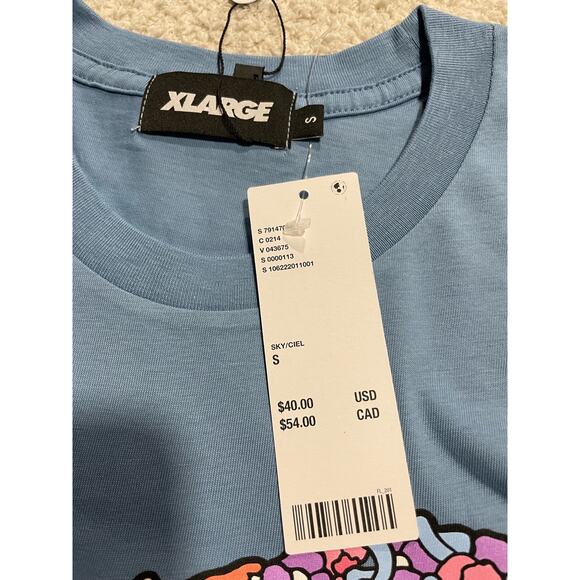 NWT XLARGE x Chris Pyrate Men's Size Small Short Sleeve T-shirt Tee Blue - Picture 6 of 8